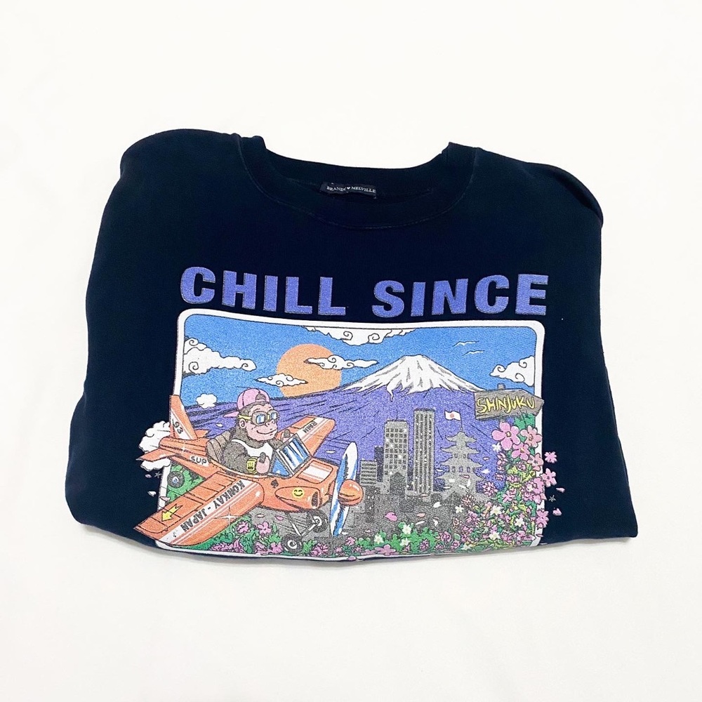 Brandy Melville Navy Chill Since Crewneck
